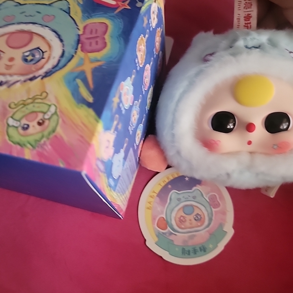 Baby Three Blue Plush Dangler